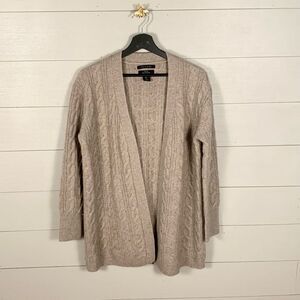 Tahari Pure Luxe 2 ply Cashmere cable knit open front cardigan size small